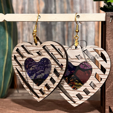 Load image into Gallery viewer, Striped Heart Inlay Earring SVG
