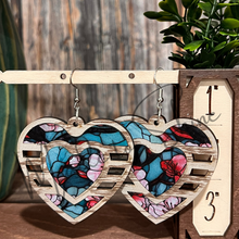 Load image into Gallery viewer, Horizontal Striped Heart Inlay Earring SVG
