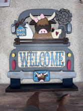 Load image into Gallery viewer, Highland Cow Welcome Add on Insert ONLY, 12&quot; Interchangeable Truck Sign Add on, Add On Decor, Vintage Truck
