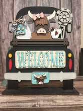 Load image into Gallery viewer, Highland Cow Welcome Add on Insert ONLY, 12&quot; Interchangeable Truck Sign Add on, Add On Decor, Vintage Truck
