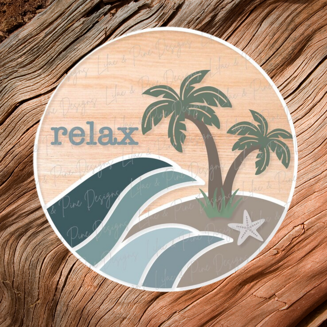 Relax Beach Welcome Sign, Beach Door Hanger