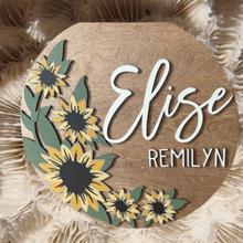 Load image into Gallery viewer, Sunflower Floral Personalized Nursery Sign

