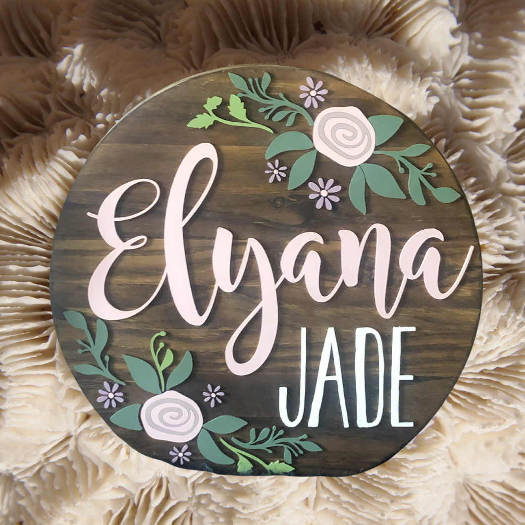 Floral Flourish Personalized Nursery Sign