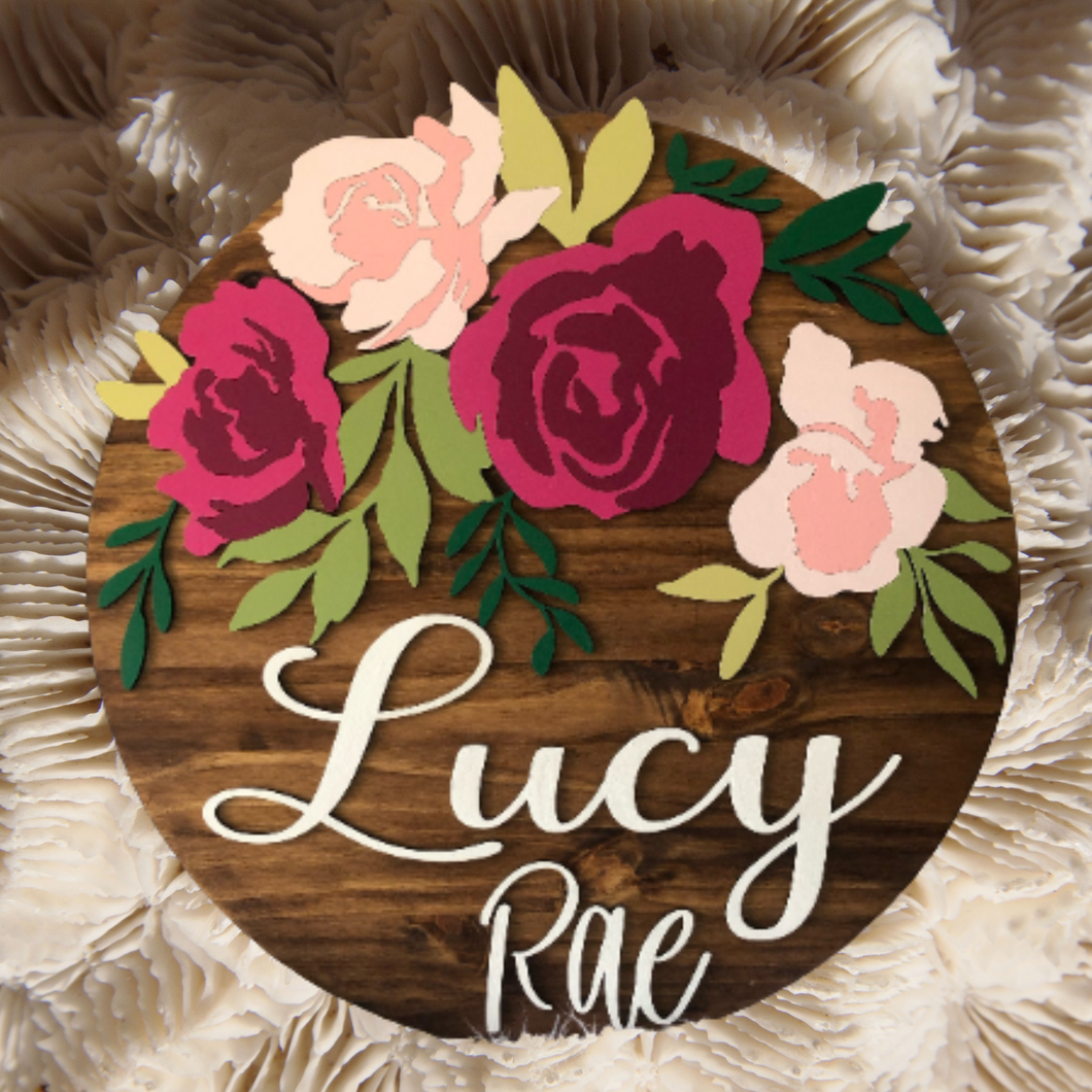 Floral Personalized Nursery Sign