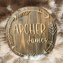 Load image into Gallery viewer, Boho Arrow Personalized Nursery Sign
