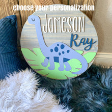 Load image into Gallery viewer, Dinosaur Personalized Nursery Sign
