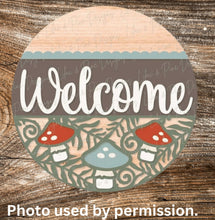 Load image into Gallery viewer, DIY Woodland Mushroom Sign, Mushrooms, Welcome , Unfinished Sign, DIY
