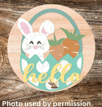 Load image into Gallery viewer, DIY Easter Bunny Sign, Easter Basket, Bunny Sign, Welcome , Unfinished Sign, DIY
