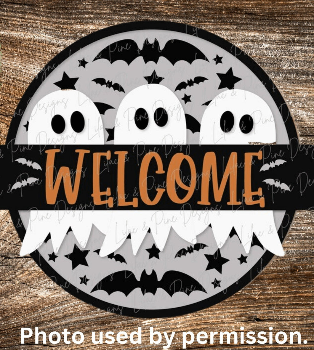 DIY Ghost Welcome Sign, Halloween Sign, Welcome, Unfinished Sign, DIY