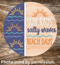 Load image into Gallery viewer, DIY Beach Sunrise Sign, Sun Rays, Salty Waves, Beach Days, Welcome , Unfinished Sign, DIY
