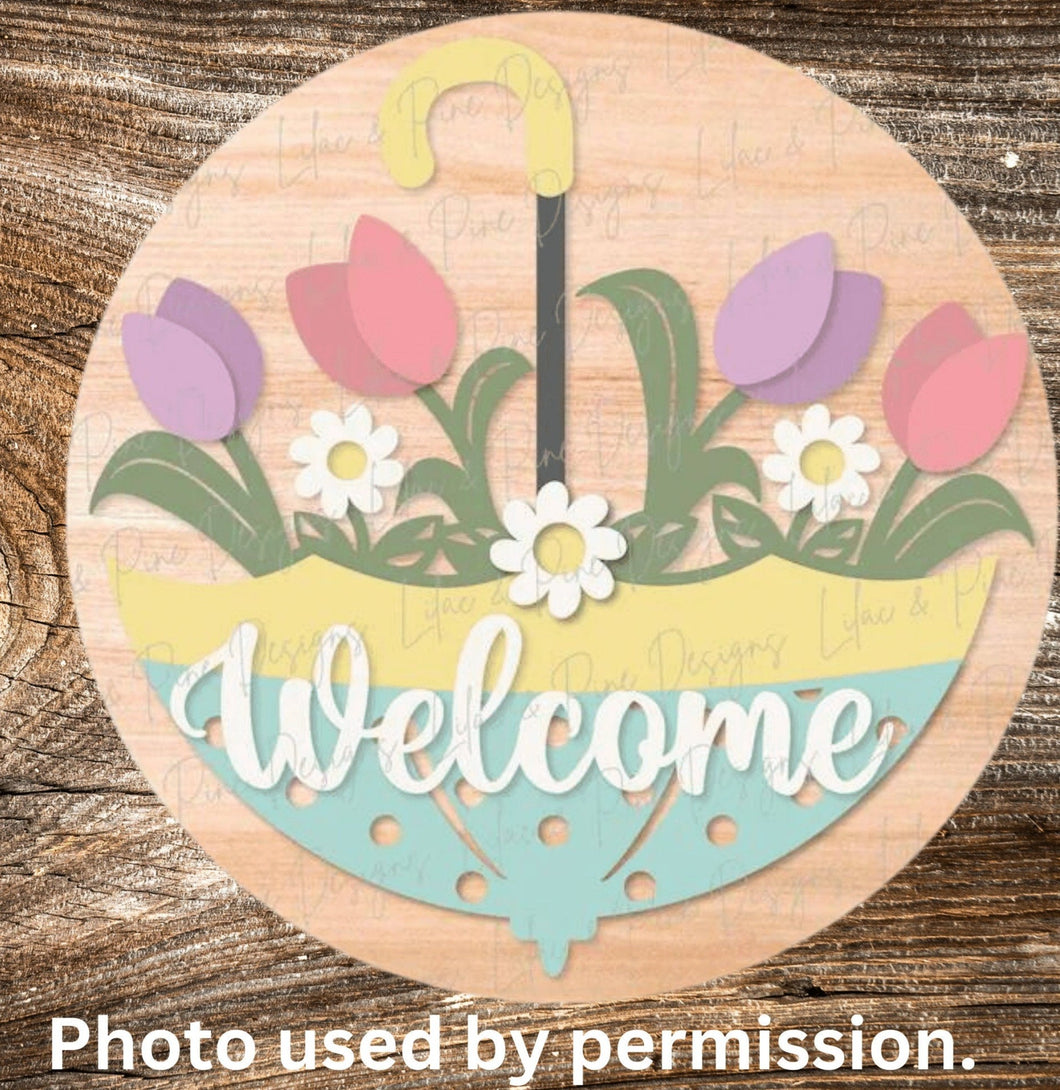 DIY Welcome Spring Flowers, Umbrella Flowers, Welcome , Unfinished Sign, DIY
