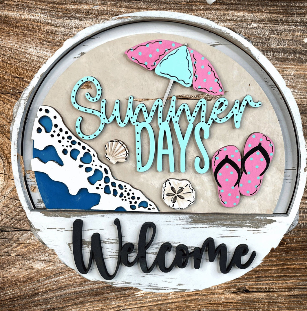 Summer Days Interchangeable Door Hanger Add On, Summer Day Insert, Beach Sign, Flip Flops Beach Sign