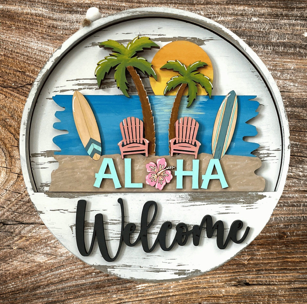 Aloha Interchangeable Door Hanger Add On, Tropical Paradise Insert, Aloha Sign, Hawaii Theme
