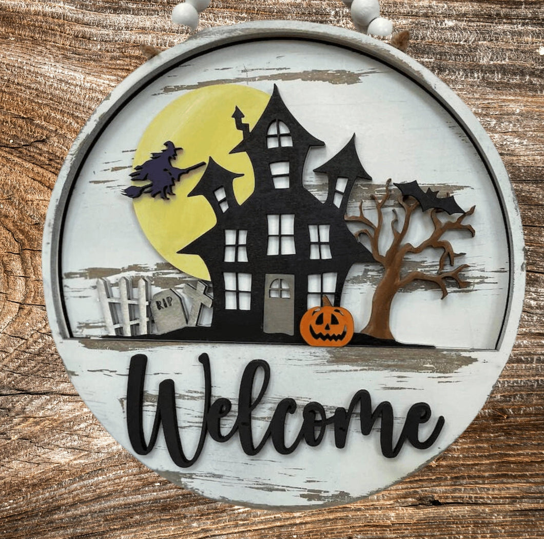 DIY Unfinished Interchangeable Door Hanger Add On, Halloween, Haunted House Insert, Spooky Halloween
