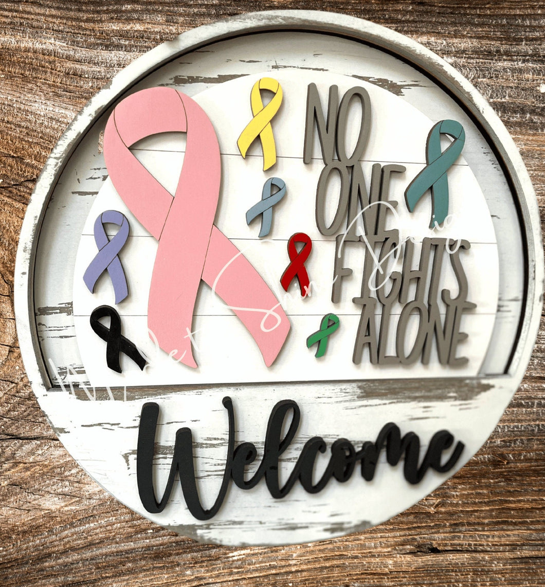 DIY Unfinished Interchangeable Door Hanger Add On,  Cancer Awareness Insert, No One Fights Alone